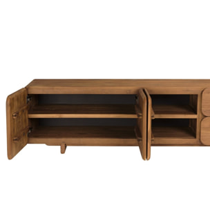 SIXTINE - Buffet 3 portes 2 tiroirs 200x48cm en bois de teck recyclé