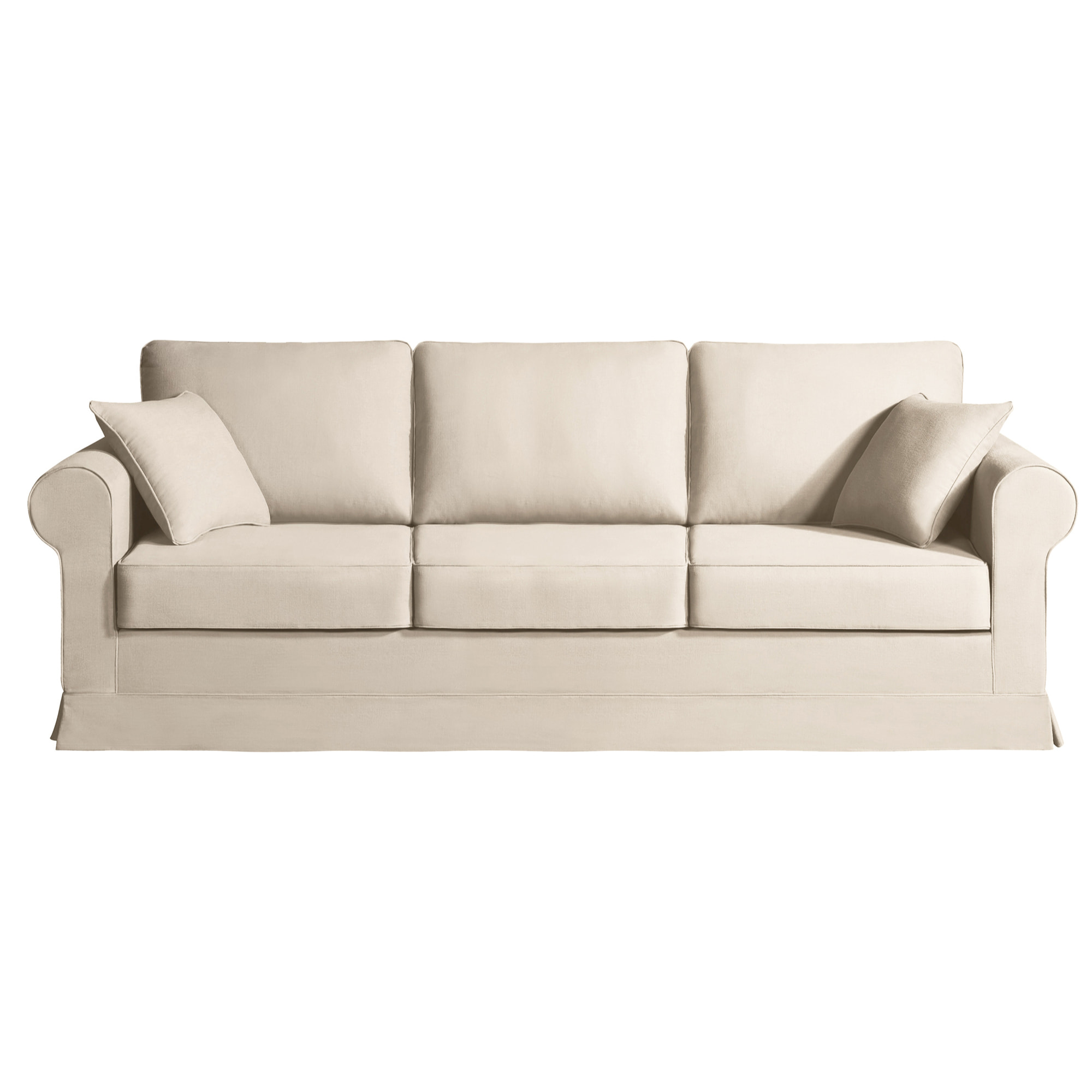 Canapé 5 pl COLME 230 cm fixe tissu Tradition Beige - 100% déhoussable - Fabriqué en France