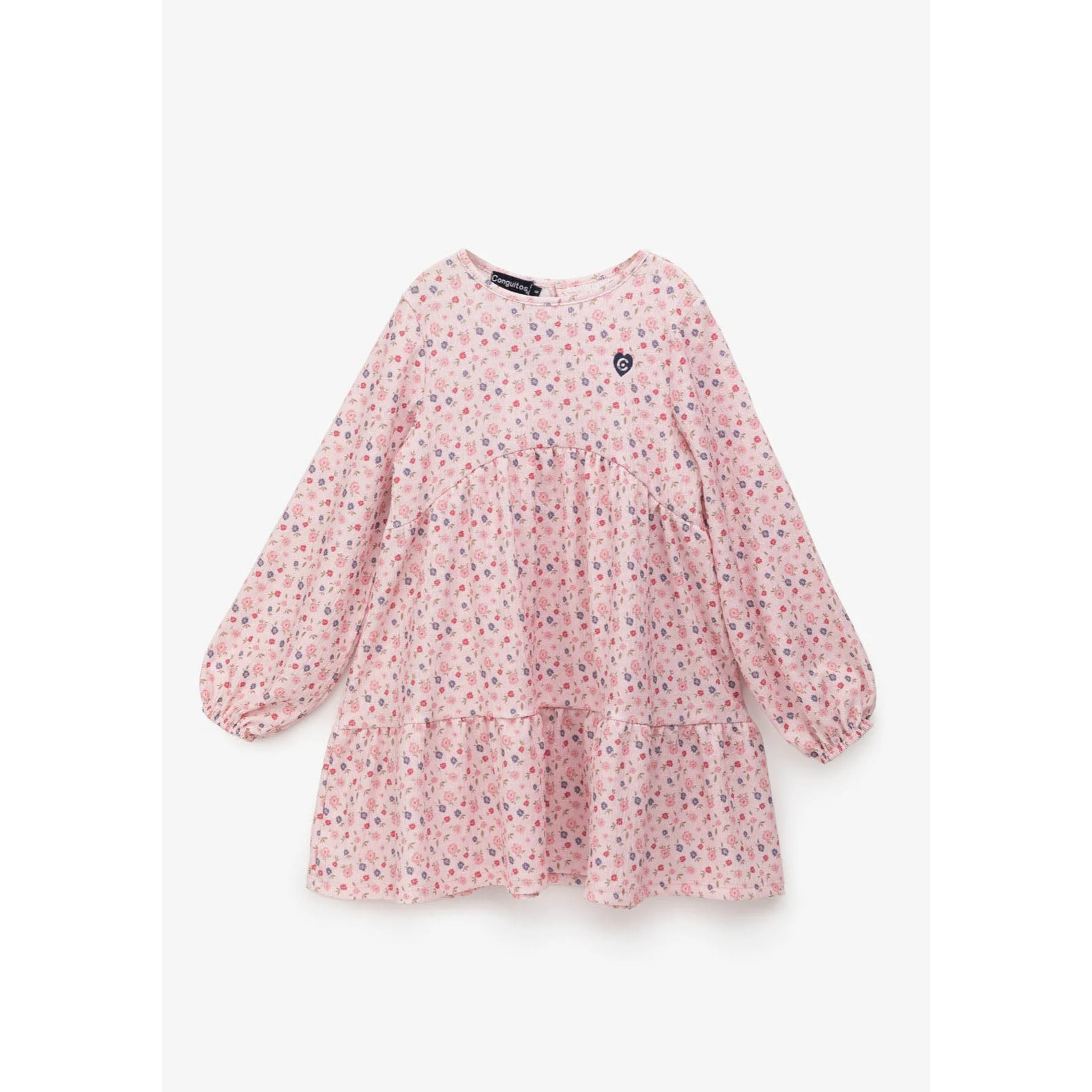 Vestido Estampado Flores Rosa Niña