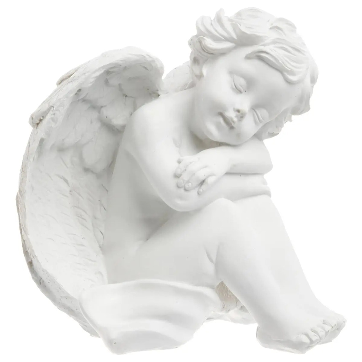 Ange assis H.15,5cm résine