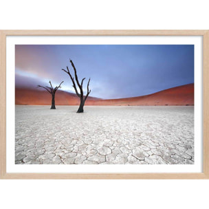 Affiche de Namibie, Le deadvlei Affiche + cadre en bois - Chêne