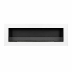 Siena 120 - Camino a Bioetanolo da Parete 120x41x15 cm con Bruciatore 1,25lt in Acciaio Bianco