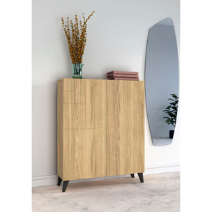 Zapatero Malmo melamina roble dorado patas negro 109x90x27 cm