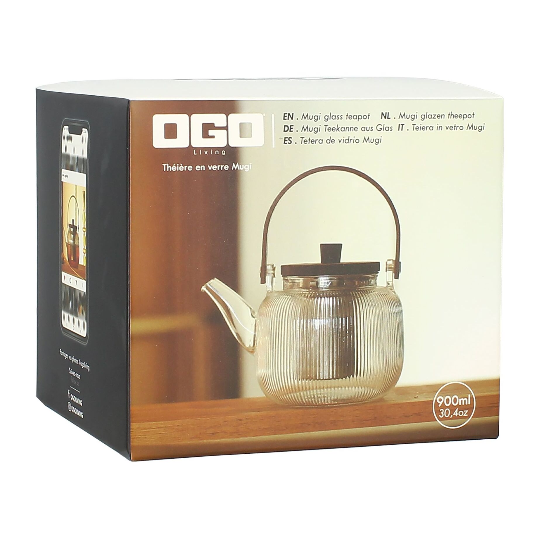 Théière en verre borosilicate 900ml MUGI