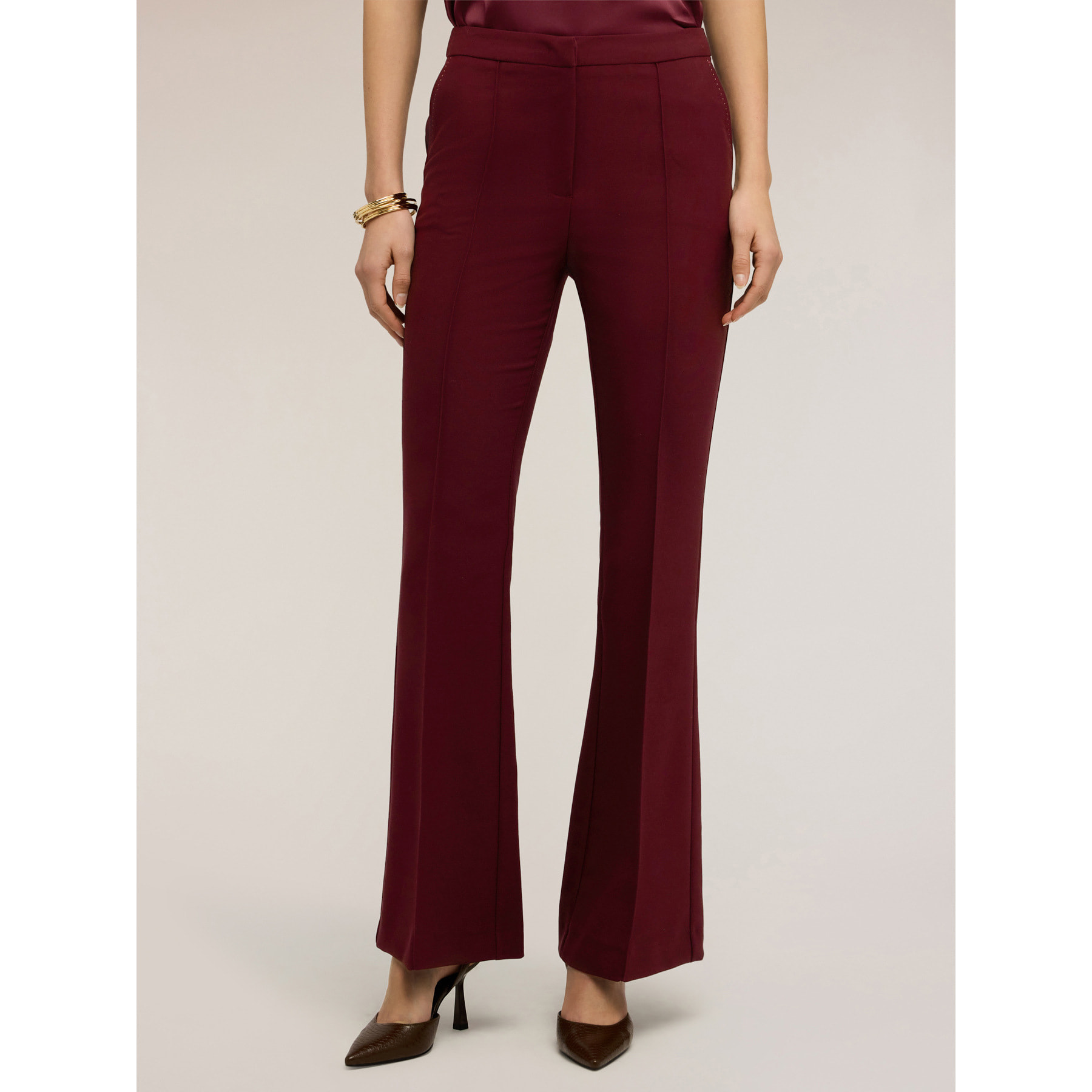 Motivi - Pantalones bootleg de poliviscosa - Burgundy