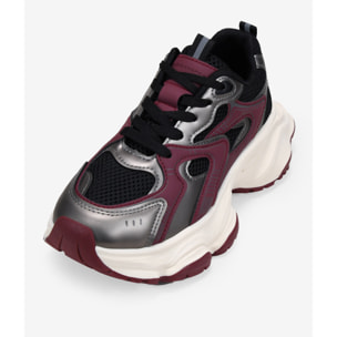 Zapatillas de plataforma plomo y burdeos con cordones