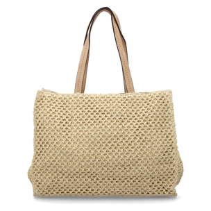 Bolso de hombro para mujer de rafia, diseño moderno con adornos, comodo.