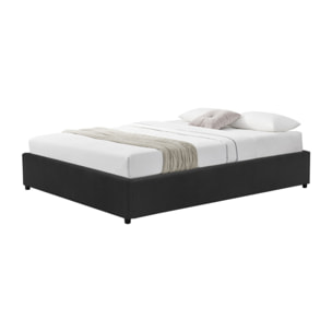 Structure de lit coffre en velours noir 160x200 cm SALAMANQUE