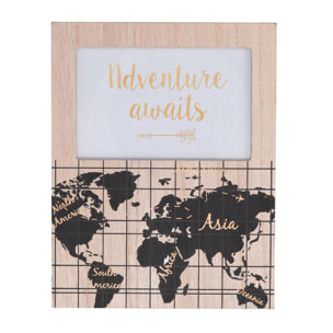 Portafoto da muro in legno mappamondo cm18x23x0,6