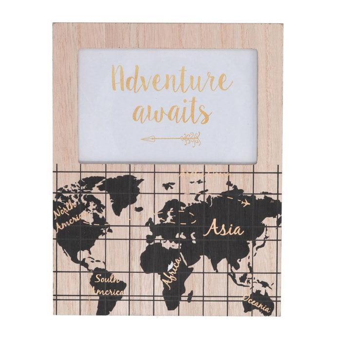 Portafoto da muro in legno mappamondo cm18x23x0,6