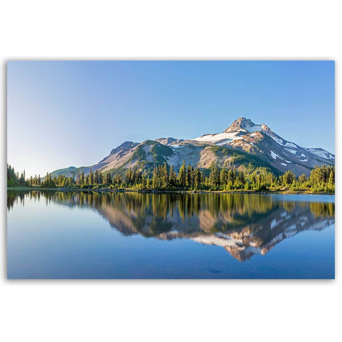 Tableau montagne enneigée au lac miroir Toile imprimée