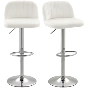 Juego de 2 Taburetes de Bar, Taburetes Altos de Cocina con Asiento Giratorio 81 cm de Altura, Respaldo y Reposapiés, Tapizados de Terciopelo, Fácil Montaje, Estilo Moderno, Crema