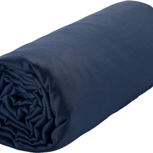 Drap Housse - Bonnet:30cm 100% Satin De Coton lavé 105 Fils Bleu Marine