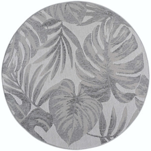 DESERT - Tapis rond intérieur/extérieur gris, design tropical