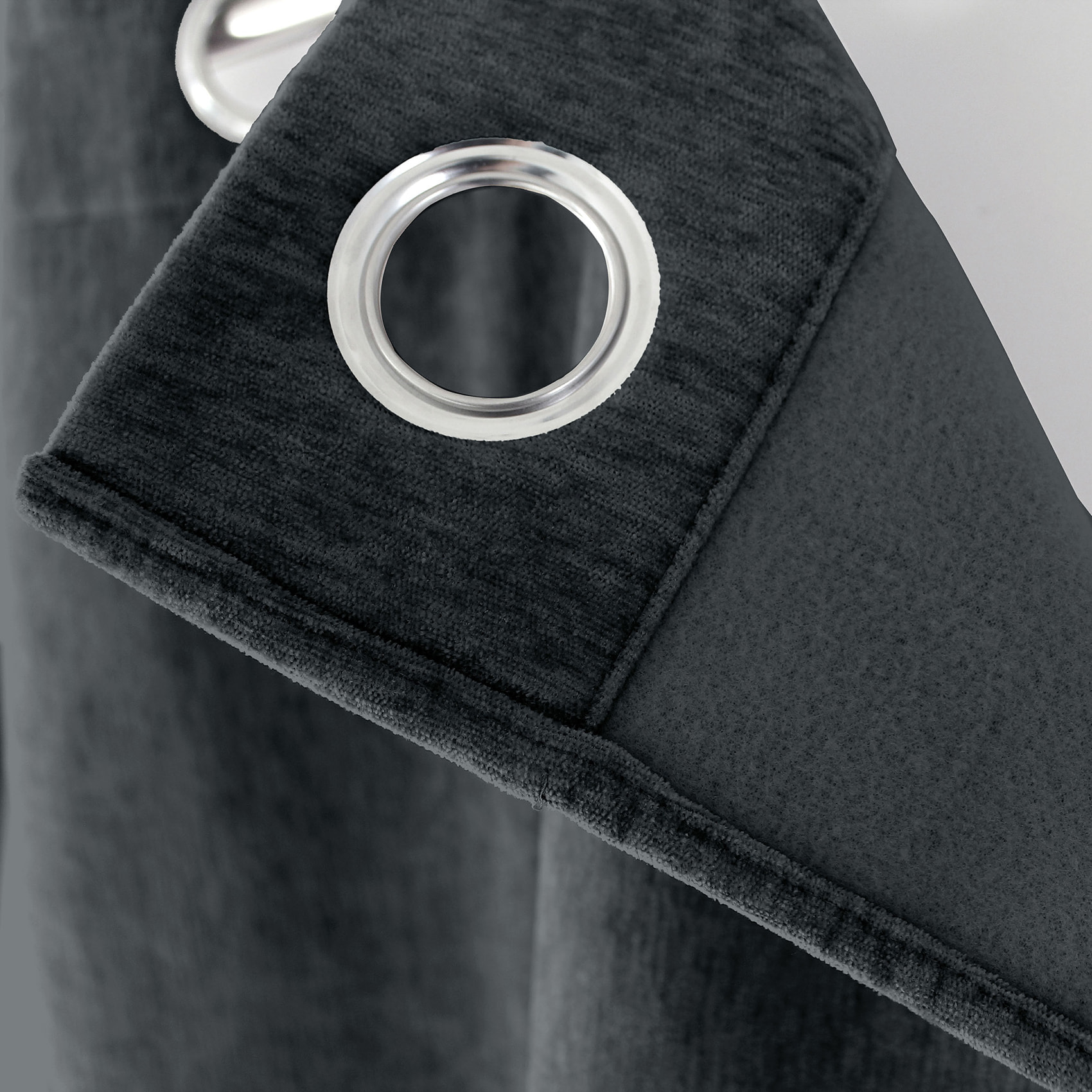 Rideau thermique en velours doublé polaire - Gris Foncé