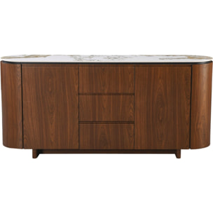Buffet en bois avec plateau en céramique "Stonea" - 180 x 40 x 85 cm - Marron