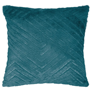 Coussin - effet fourrure - bleu canard - 45x45 cm