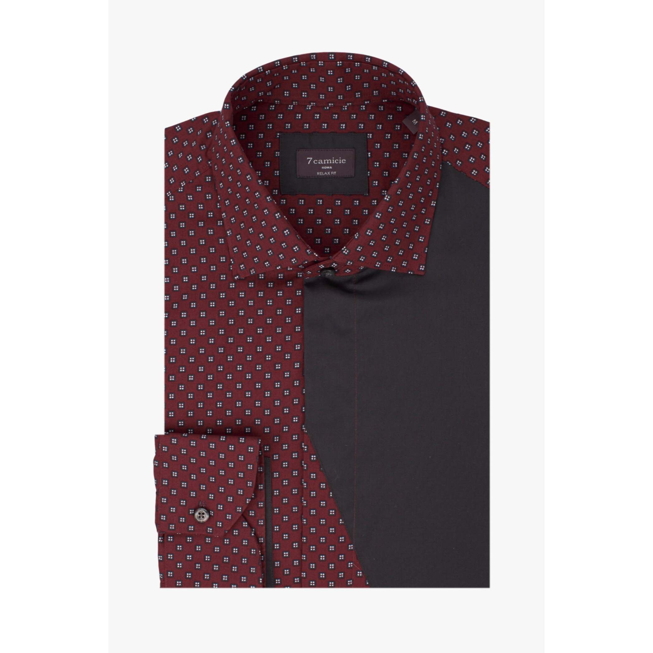 Camici Uomo Kent Popeline Fantasia Bordeaux/Grigio Chiaro