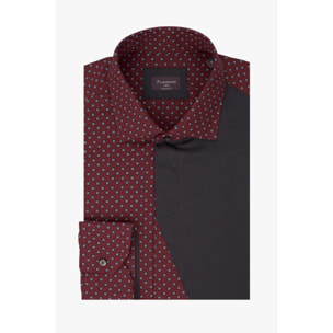 Camici Uomo Kent Popeline Fantasia Bordeaux/Grigio Chiaro
