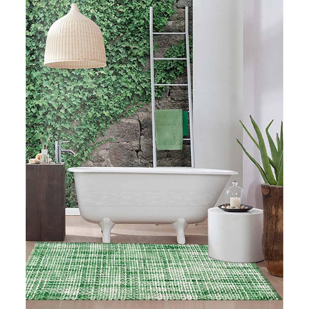 Tappeto bagno CRAZY VERDE in microfibra misto cotone, morbido antiscivolo lavabile in lavatrice, tappetino lavabo sanitari bagno