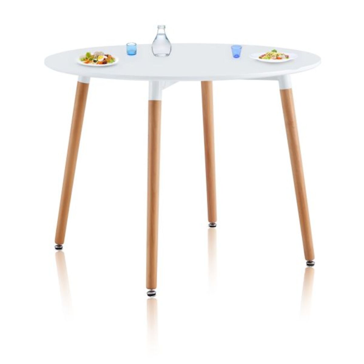 Mesa de comedor redonda Skandia Blanco - Madera de haya