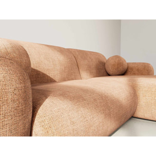 Louise - Canapé d'angle droit 4 places en velours texturé - Terracotta