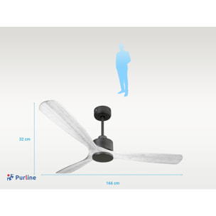 Ventilador de techo Reversible Termostato Wifi Motor DC Techos Inclinados Mando a Distancia Hypersilence Memoria MadeiraD166C0365211 PURLINE