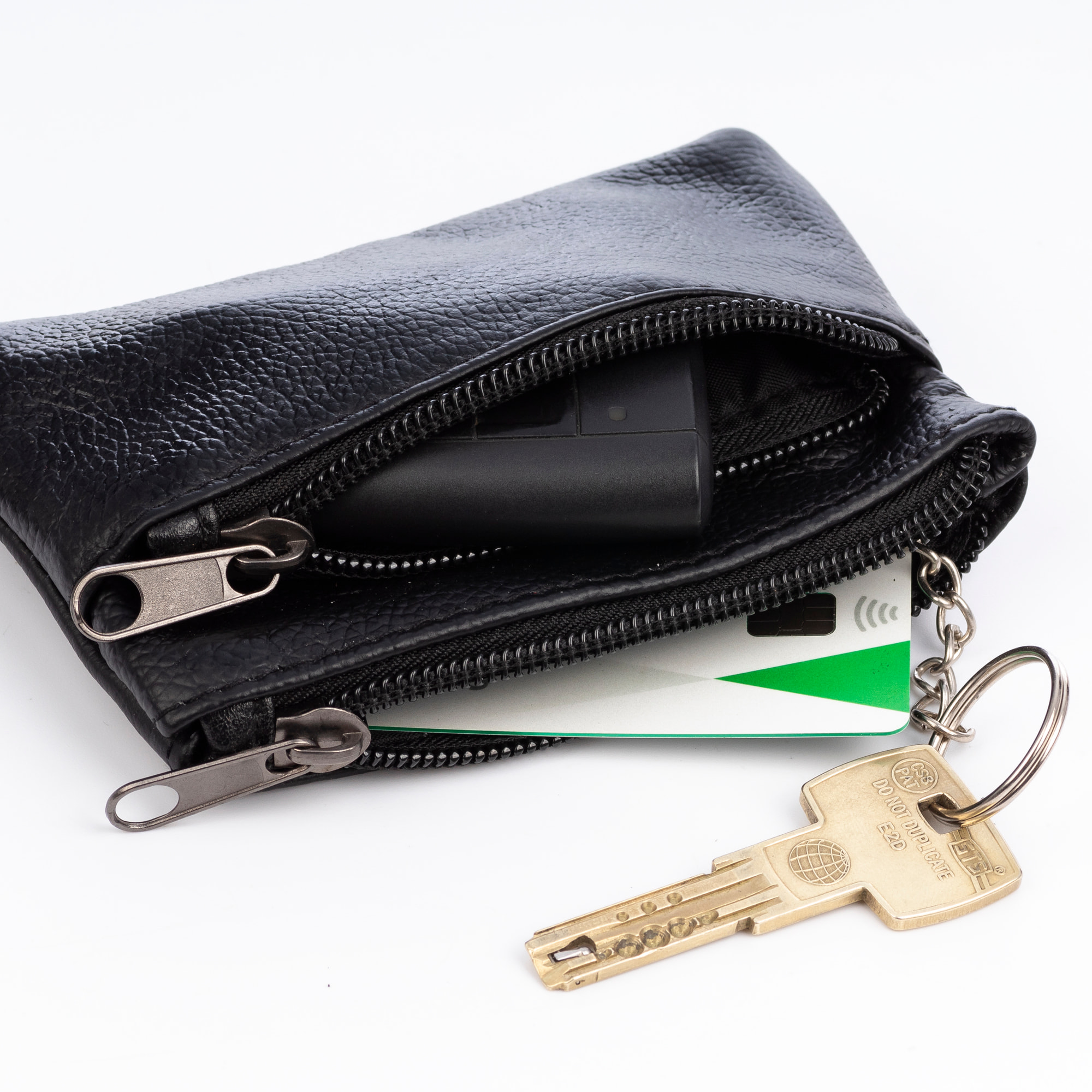 Atrani portafoglio con doppio scomparto in pelle Dollaro. Portachiavi interno.