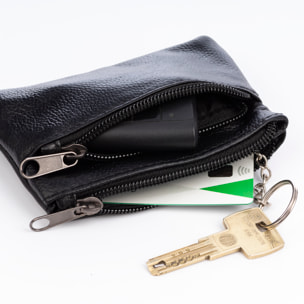 Atrani portafoglio con doppio scomparto in pelle Dollaro. Portachiavi interno.