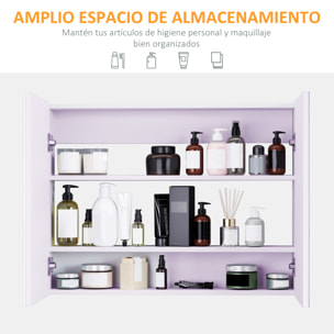 Armario de Baño con Espejo 2 Puertas y 3 Estantes interiores 80x15x60 cm