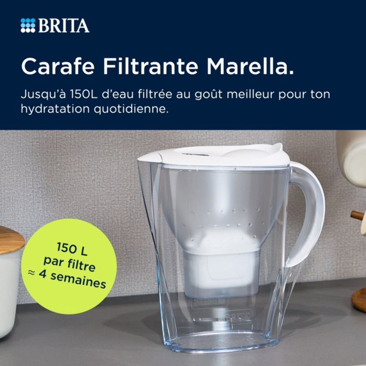 Carafe filtrante BRITA Marella bleu + 1 cartouche Maxtra Pro