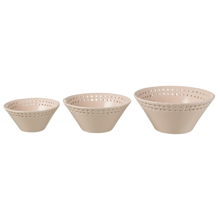 J-Line bol - céramique - rose - small/medium/large - 3 pcs