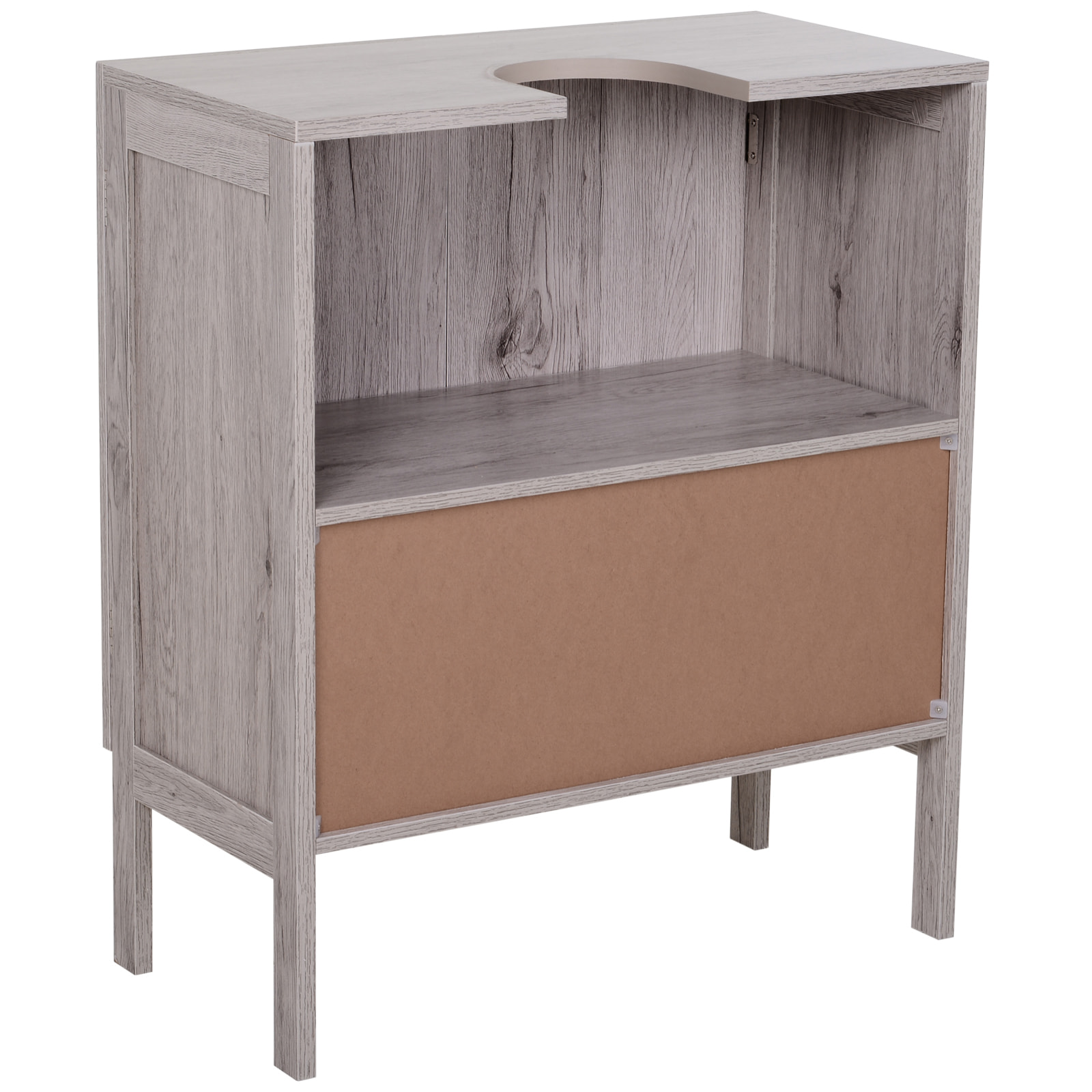 Meuble salle de bain - meuble sous-vasque - placard 2 portes avec étagère - dim. 60L x 30l x 70H cm - MDF imitation bois gris