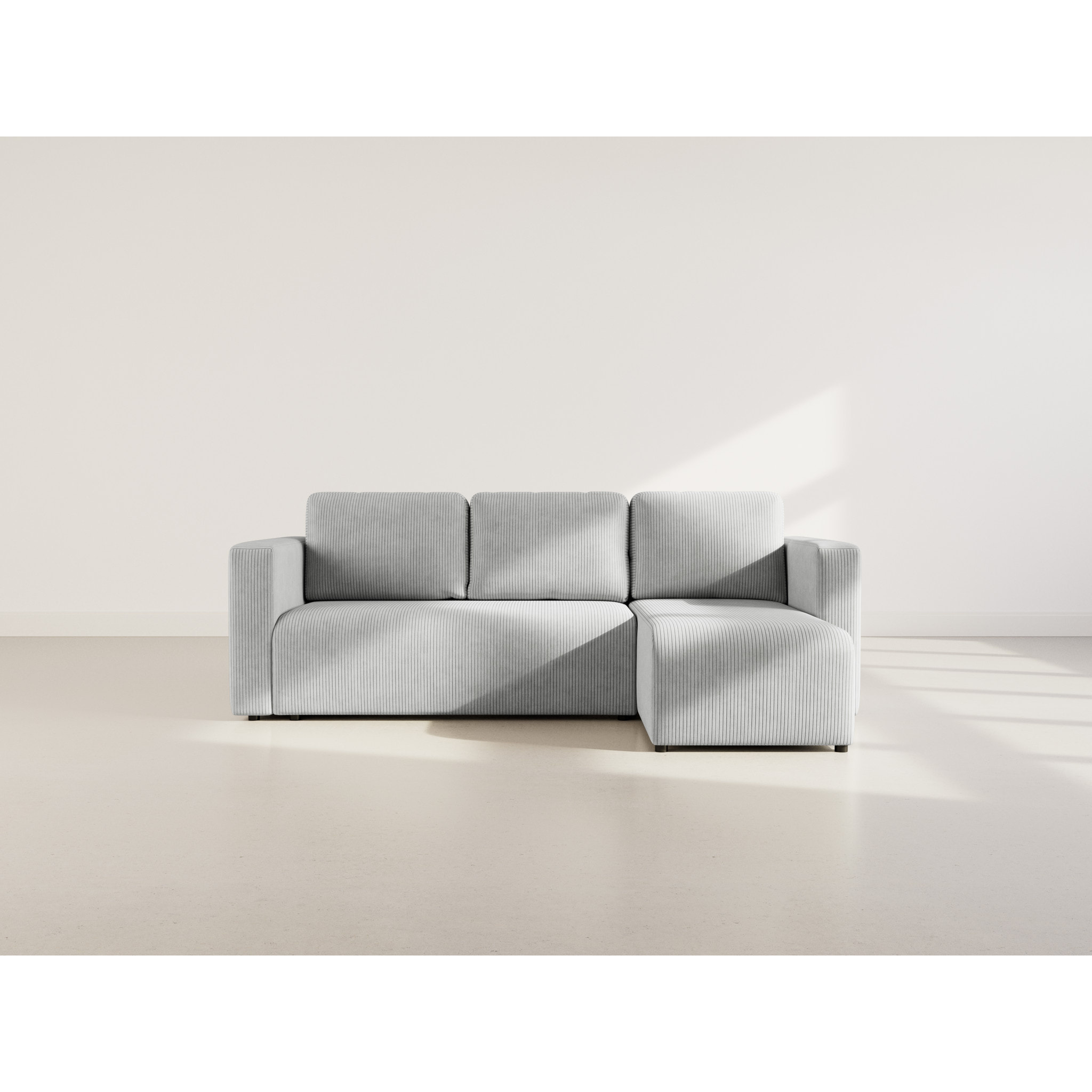 Canopy - canapé d'angle réversible 4 places convertible avec coffre en velours côtelé - Gris clair