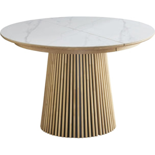 Table à manger ronde extensible en céramique bicolore 6/8 places - ADA