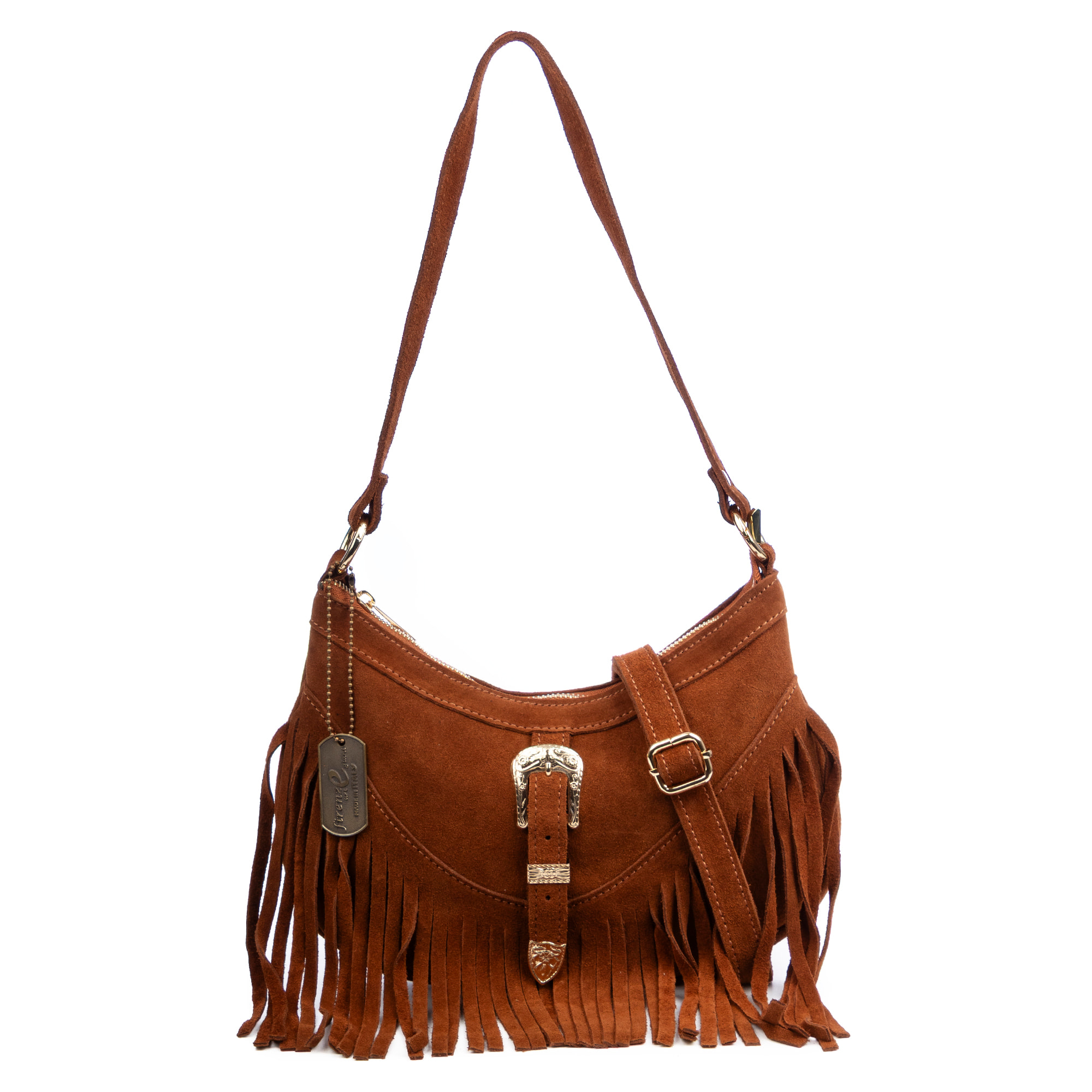 Barlassina bolso bandolera Mujer. Piel auténtica Gamuza, con flecos.