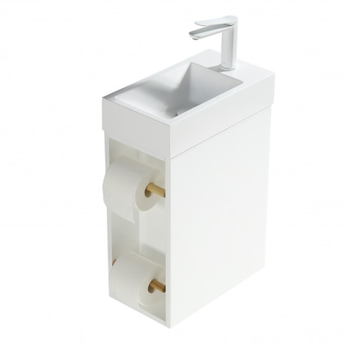 Lave main simple vasque 40 cm blanc laqué Aquaba