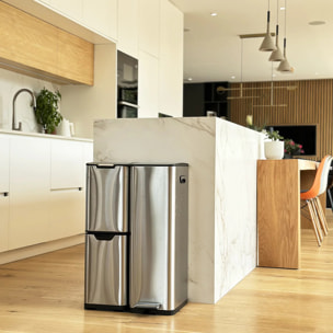 Poubelle de tri inox HAJA 60L 3bacs