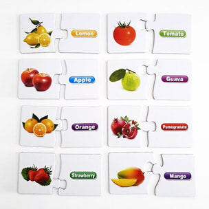 PUZLES EDUCATIVOS 30 EN 1: APRENDE INGLÉS FRUTAS 2pcs/puzle