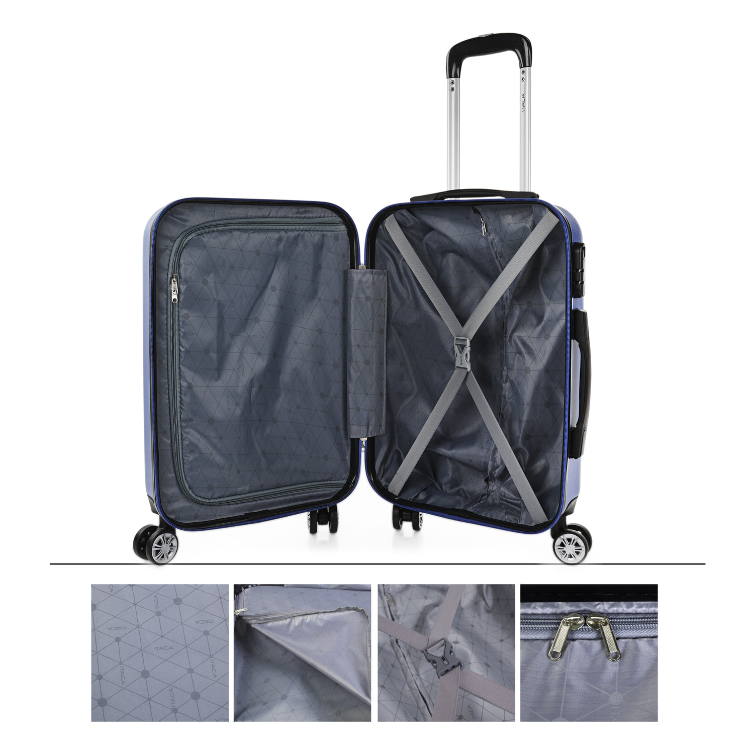 Juego De Maletas Rígidas Abs Itaca Sevron Azul Zafiro