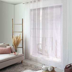 Voilage plumetis en organza avec œillets - Vieux rose