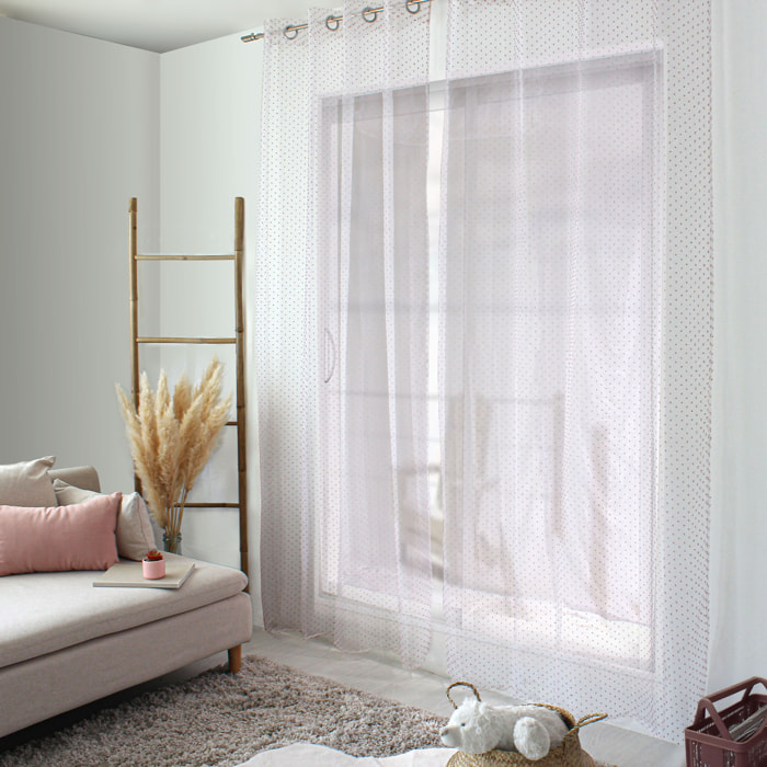Voilage plumetis en organza avec œillets - Vieux rose