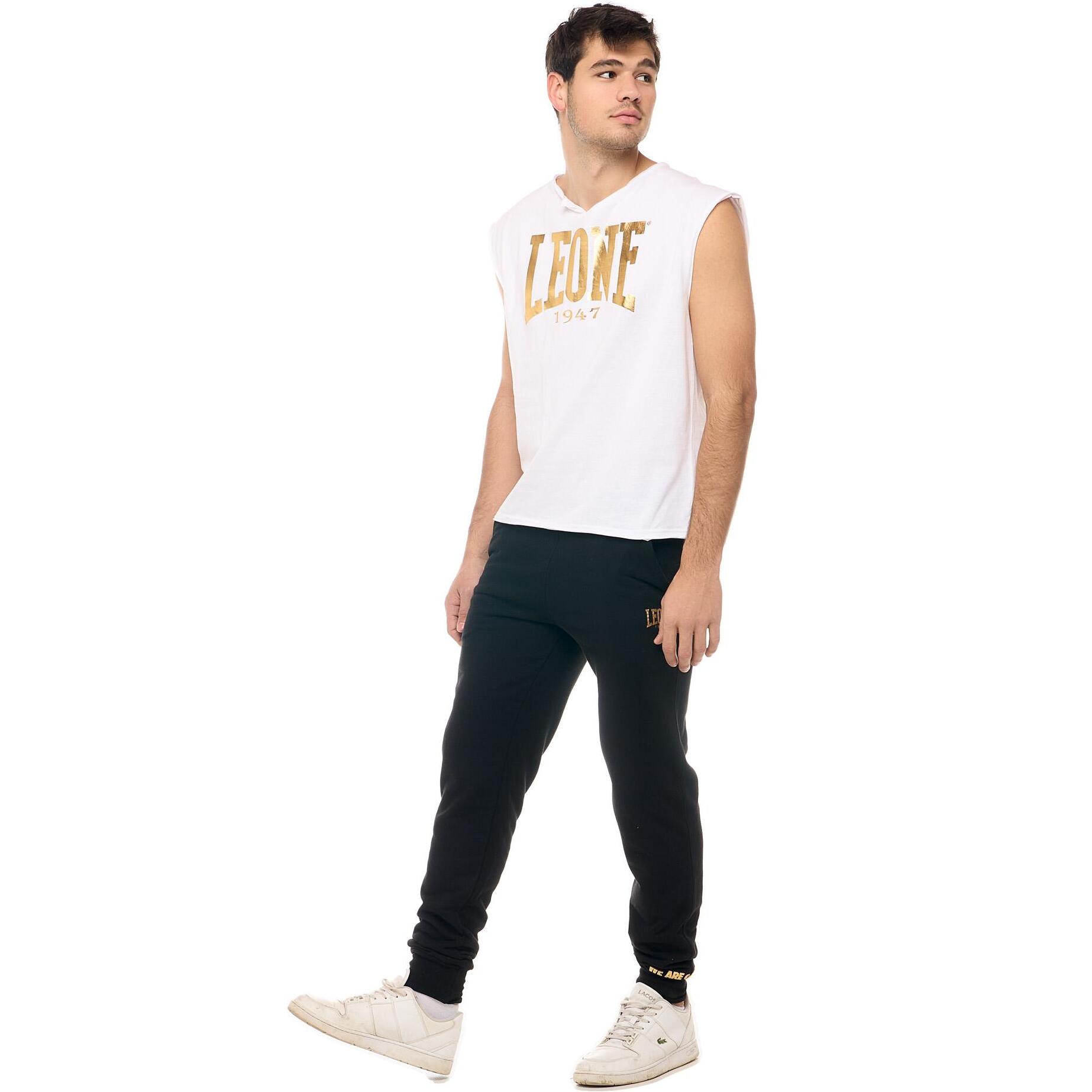 T-shirt smanicata con taglio a vivo da uomo Leone New Gold