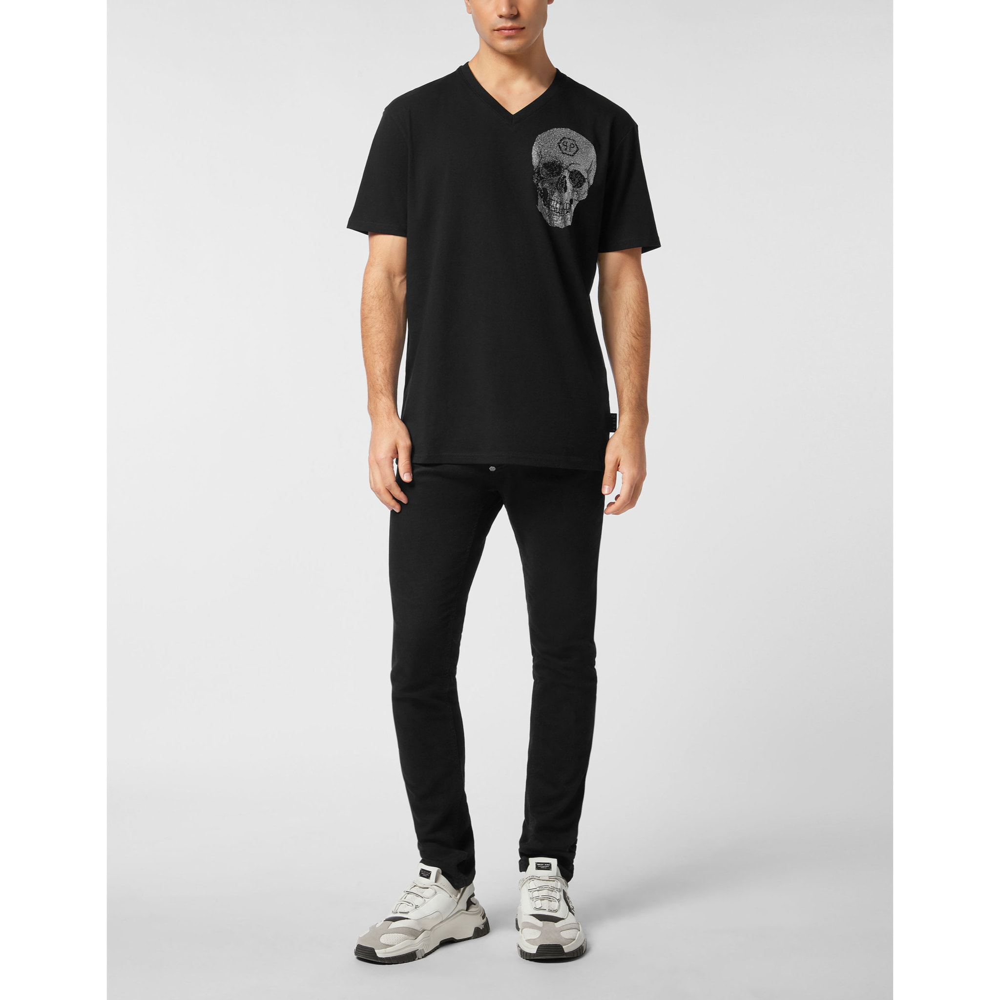 PHILIPP PLEIN T-Shirt V-Neck Ss SKULL