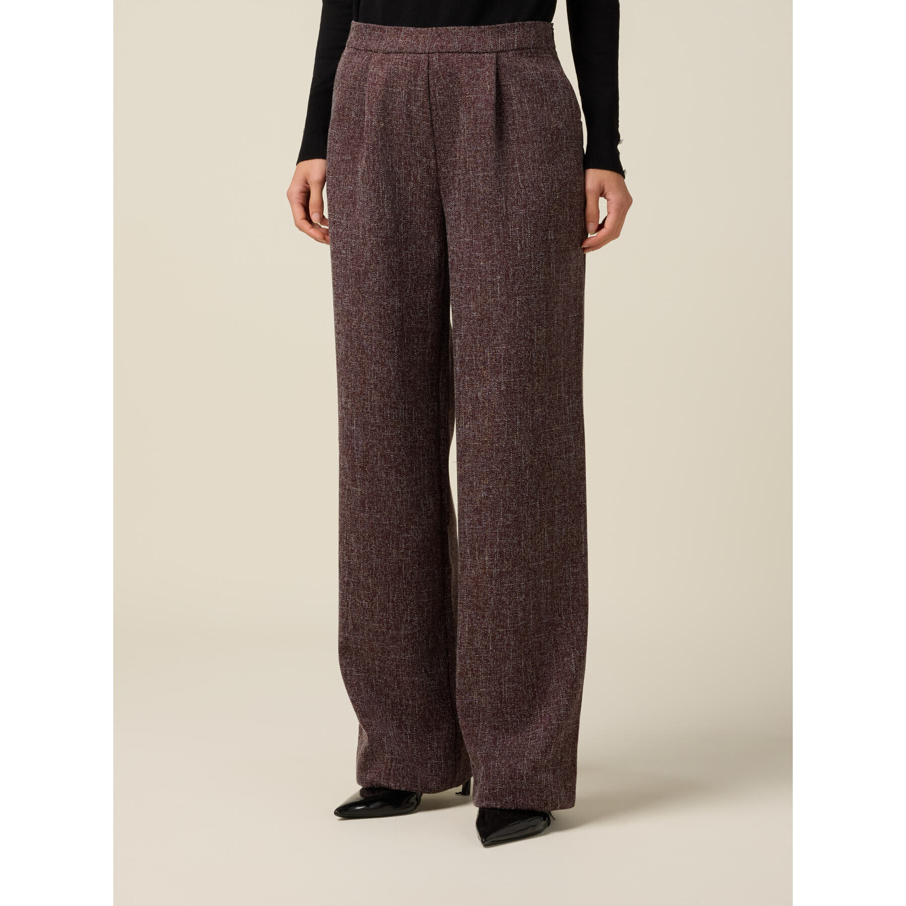 Oltre - Pantalones palazzo mezcla viscosa - Burgundy