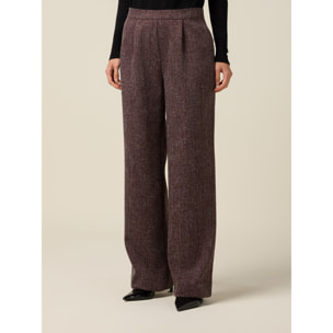 Oltre - Pantalones palazzo mezcla viscosa - Burgundy
