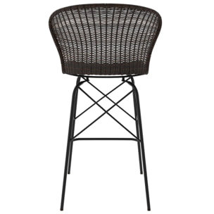Lot de 2 chaises pour îlot central 63 cm en résine tressée marron - Palma