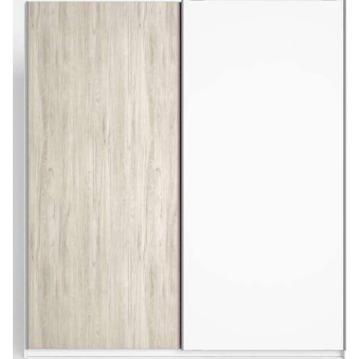 Armoire 2 portes blanc et effet bois 182 cm - Arizona