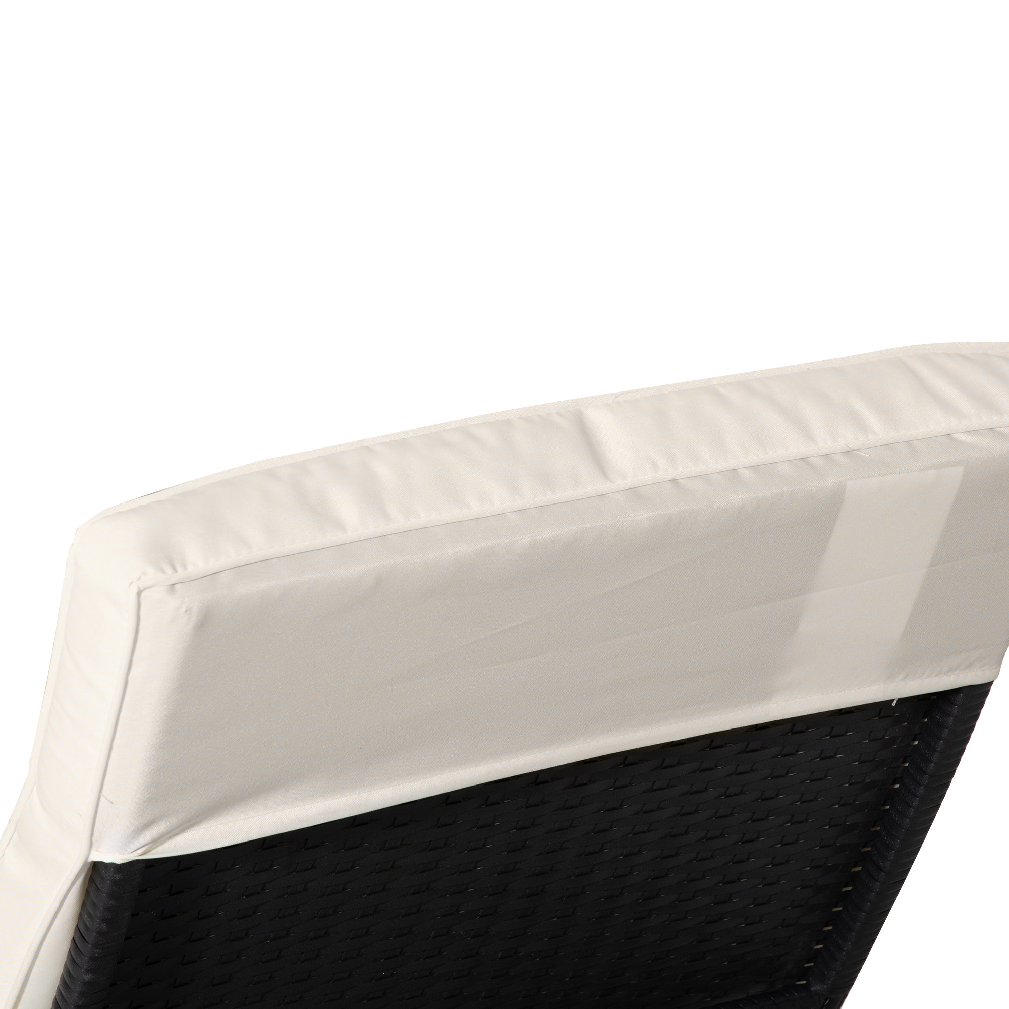 Tumbona de Ratán Reclinable Tumbona de Jardín en Forma de S con 2 Ruedas Respaldo Ajustable en 5 Posiciones y Cojín Extraíble para Patio Terraza 207x70x70 cm Negro y Beige