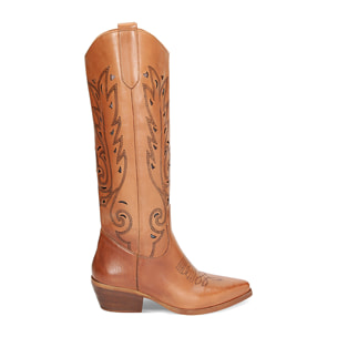 Stivali texani cognac in pelle